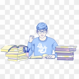 Hand Painted Fresh Boy Struggle Postgraduate Png And - Sitting Clipart