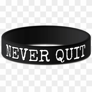Never Quit Black Motivational Wristband With White - Love Exo Clipart