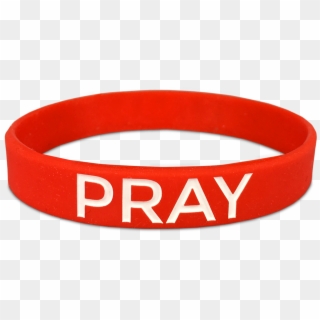 Red Christian Wristband With The Word Pray In White - Circle Clipart