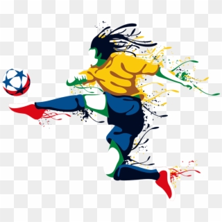 Hand Drawn Cartoon Kicking Soccer Character Decoration - Cartoon Football Player Hd Clipart