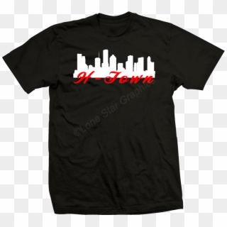 H Town Skyline Cursive Writing T Shirt - Afro Latino T Shirt Clipart