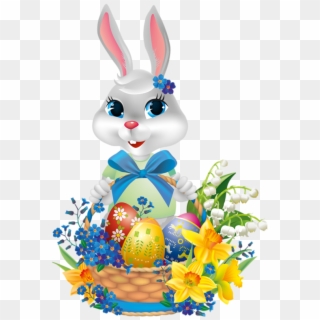 Easter Bunny Pictures, Easter Printables, Easter Craft - Easter Bunny In A Basket Clipart - Png Download