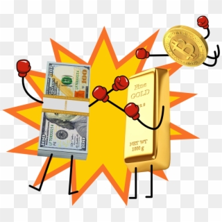 Gold Vs Usd Vs Bitcoin - Currency Clipart