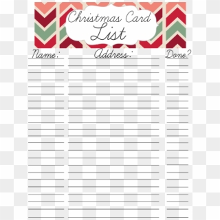 Free Christmas Card List Printable - Christmas Card List Printable Clipart