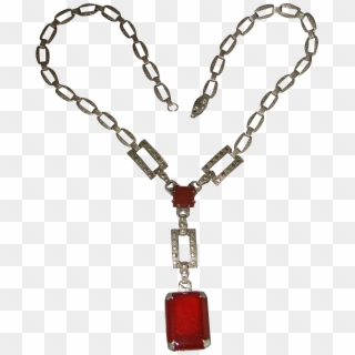 Art Deco Sterling Silver Carnelian Marcasite Necklace - Locket Clipart