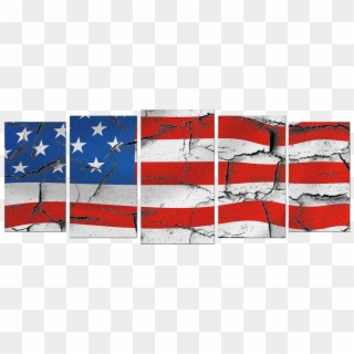 American Flag Distressed 5 Panel Canvas Wall Art - Visual Arts Clipart