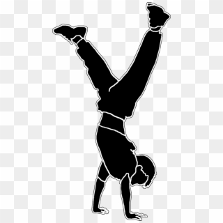 Kid Jumping Png Black And White - Boy Doing Handstand Silhouette Clipart