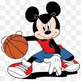 Mickey Mouse Playing Basketball - Mickey Mouse Basketball Coloring Pages Clipart