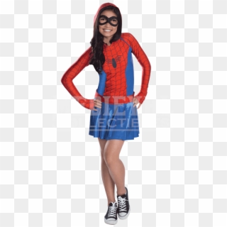 Kids Spider Hooded Dress Costume - Spider Girl Costume Clipart