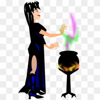 Potion Cauldron Halloween Spell Witch Witchcraft - Witch With Cauldron Transparent Clipart