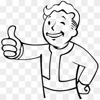Vault Boy Thumbs Up Black And White Clipart