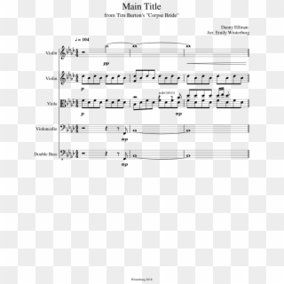 Main Title From Corpse Bride For String Orchestra - Sheet Music Clipart