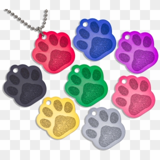 Large Paw Print Shaped Aluminum Necklace Id Tag - Locket Clipart