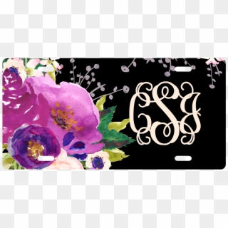 Car Tag Purple Flowers - Hibiscus Clipart