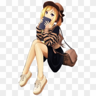Anime Girl Sitting For Free Download On Ya Webdesign - Girl Holding A Book Anime Drawing Clipart