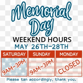Memorial Day Hours 2018 Web Sidebar - Calligraphy Clipart