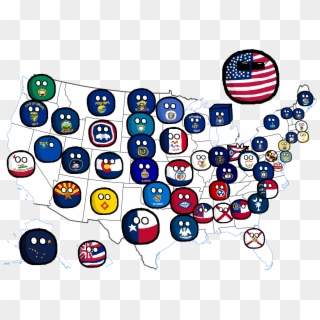 Usa-map - Usa Map With Countryballs Clipart