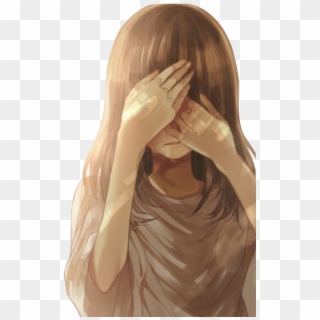 Anime Covering - Anime Girl Sad Brown Hair Clipart