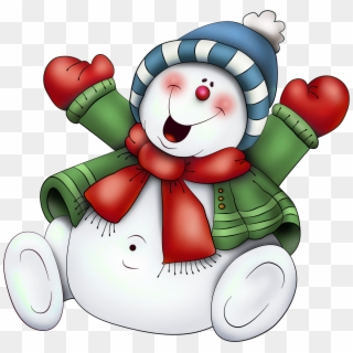 Snowman With Scarf Png Clipart - Christmas Snowman Clipart Transparent Png