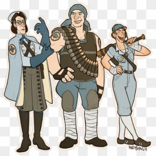 Three Of My Tf2 Lady Classes, Medic, Heavy, And Scout - Fanart Team Fortress 2 Medic Clipart