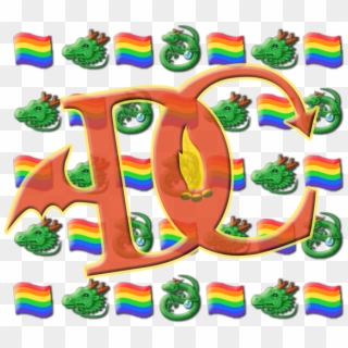 Rainbow Flags And Dragon Emojis Behind A Ghosted Dragon - Educational Toy Clipart