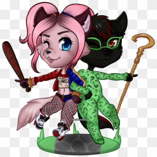 Harley And Riddler - Cartoon Clipart