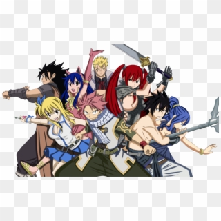 Gajeel, Lucy, Wendy, Natsu, Laxus, Erza, Gray, And - Fairy Tail Clipart