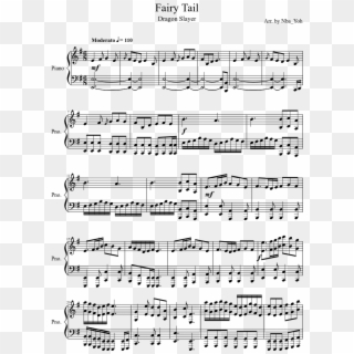 Fairy Tail Sheet Music Composed By Arr - Beautiful In White Notes Clipart
