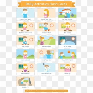Free Printable Daily Activities Flash Cards - Daily Activities Card Clipart