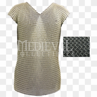Sleeveless 50 Inch Blackened Butted Chainmail Shirt - Blouse Clipart