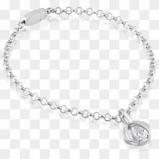 Sterling Silver Chain Anklet With Clear Gem Blossom - Bracelet Clipart