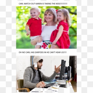 Link - - Mom Holding Two Kids Clipart