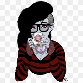 Marceline Portrait By Guiganoide Features A Tattooed - Illustration Clipart