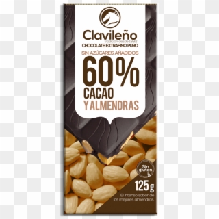 Chocolate Extrafino Negro Con Almendras Sin Azúcar - Clavileno 70% Clipart