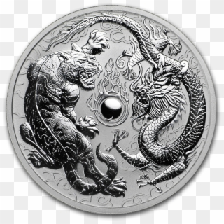 Buy 2018 Australia 1 Oz Silver Dragon & Tiger Bu Coin - 1 Oz Dragon And Tiger Gold Coin 2019 Clipart