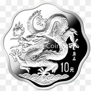2000 10y Silver Dragon Scallop Coin Rev - Illustration Clipart