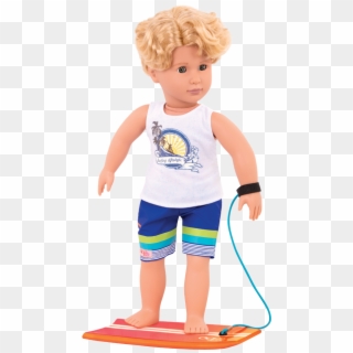 Gabe Standing On Surfboard - Our Generation Gabe Doll Clipart