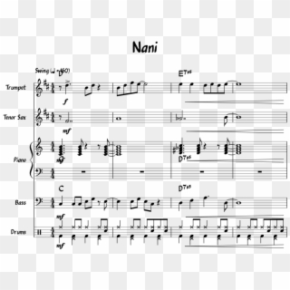 Nani Sheet Music For Piano, Trumpet, Tenor Saxophone, - Sheet Music Clipart