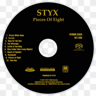 Styx Pieces Of Eight Cd Disc Image - Social Flight Clipart