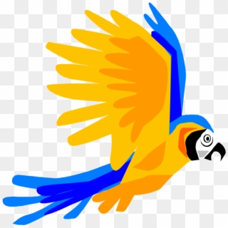 Blue And Yellow Macaw Clipart Flight - Tropical Birds Flying Cartoon - Png Download