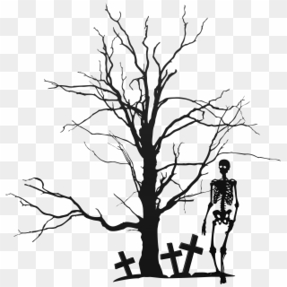 Halloween Tree And Skeleton Png Clipart Image - Halloween Tree Clipart Png Transparent Png