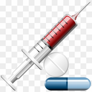 Syringe With Pills Clipart Web - Syringe And Pills - Png Download