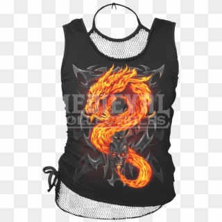 Layered Fire Dragon Mesh Sleeveless Top - Fire Dragon T Shirts Clipart