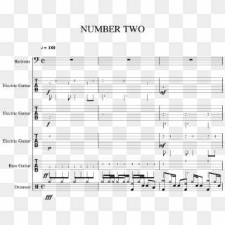 Number Two Sheet Music For Voice, Guitar, Bass, Percussion - Sheet Music Clipart