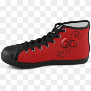 Black And Red Elegant Flourish Heart Women's High Top - Chevy Shoes Clipart