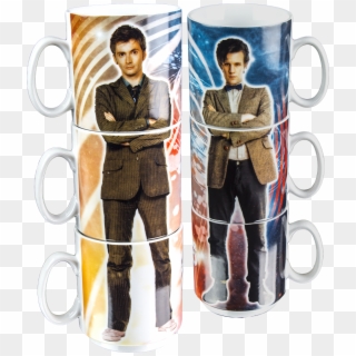 10th & 11th Doctor Stacked Mugs - Dr Who Stacking Mugs Clipart