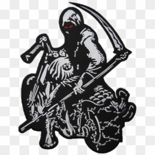 Demon Death Rider Reaper Embroidered Big Back Patch - Reaper Patches Clipart