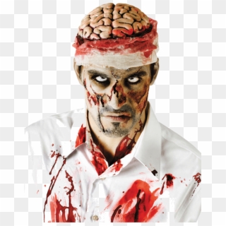 Bloody Brain - Zombie With Exposed Brain Clipart