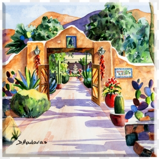 Hacienda Gate Ii Trivet - Hacienda Paintings Clipart