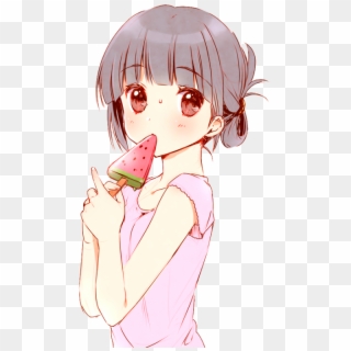 Girl Cute Kawaii Watermelon Popsicle - Kawaii Loli Anime Clipart